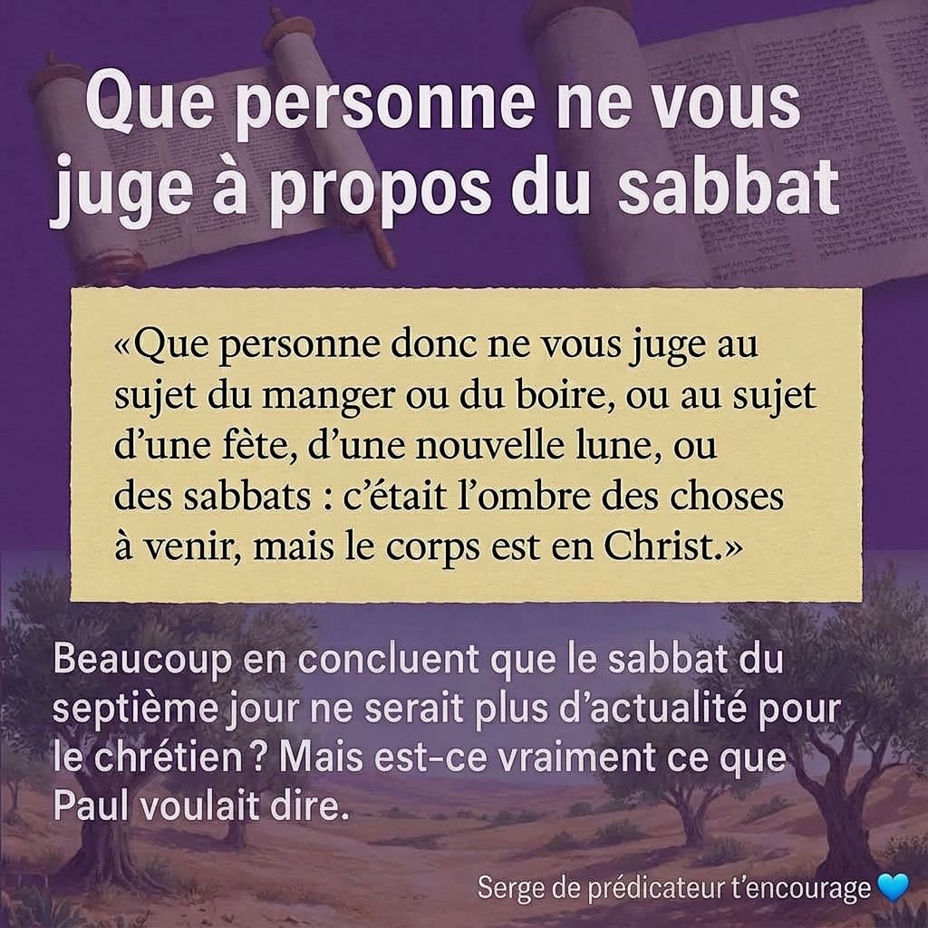 Se faire JUGER à propos du Sabbat : ce que Colossiens 2:16 ne dit pas