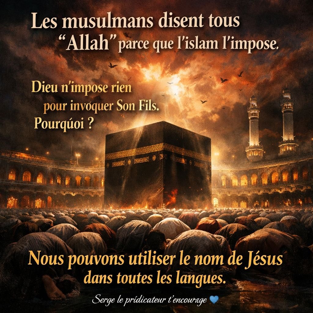 Les musulmans disent tous “Allah” parce que l’islam l’impose. Dieu n’impose rien pour invoquer Son Fils. Pourquoi