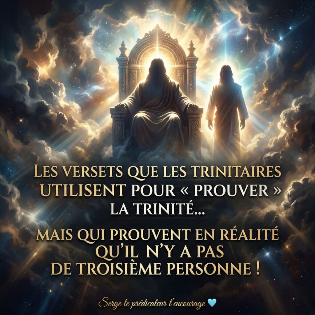 Les versets que les trinitaires utilisent pour « prouver » la Trinité… mais qui montrent en réalité qu’il n’y a PAS de troisième personne