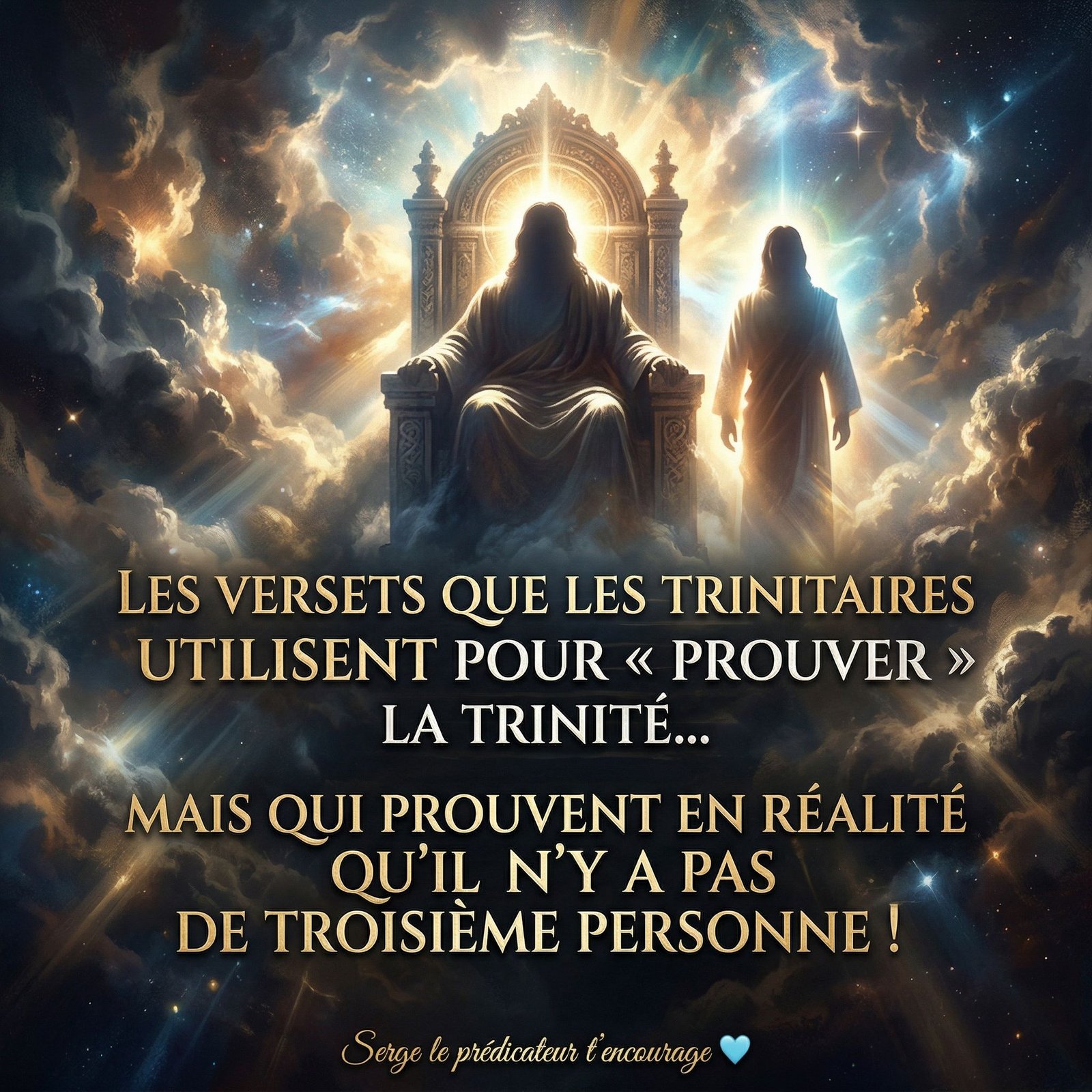 Les versets que les trinitaires utilisent pour « prouver » la Trinité… mais qui montrent en réalité qu’il n’y a PAS de troisième personne