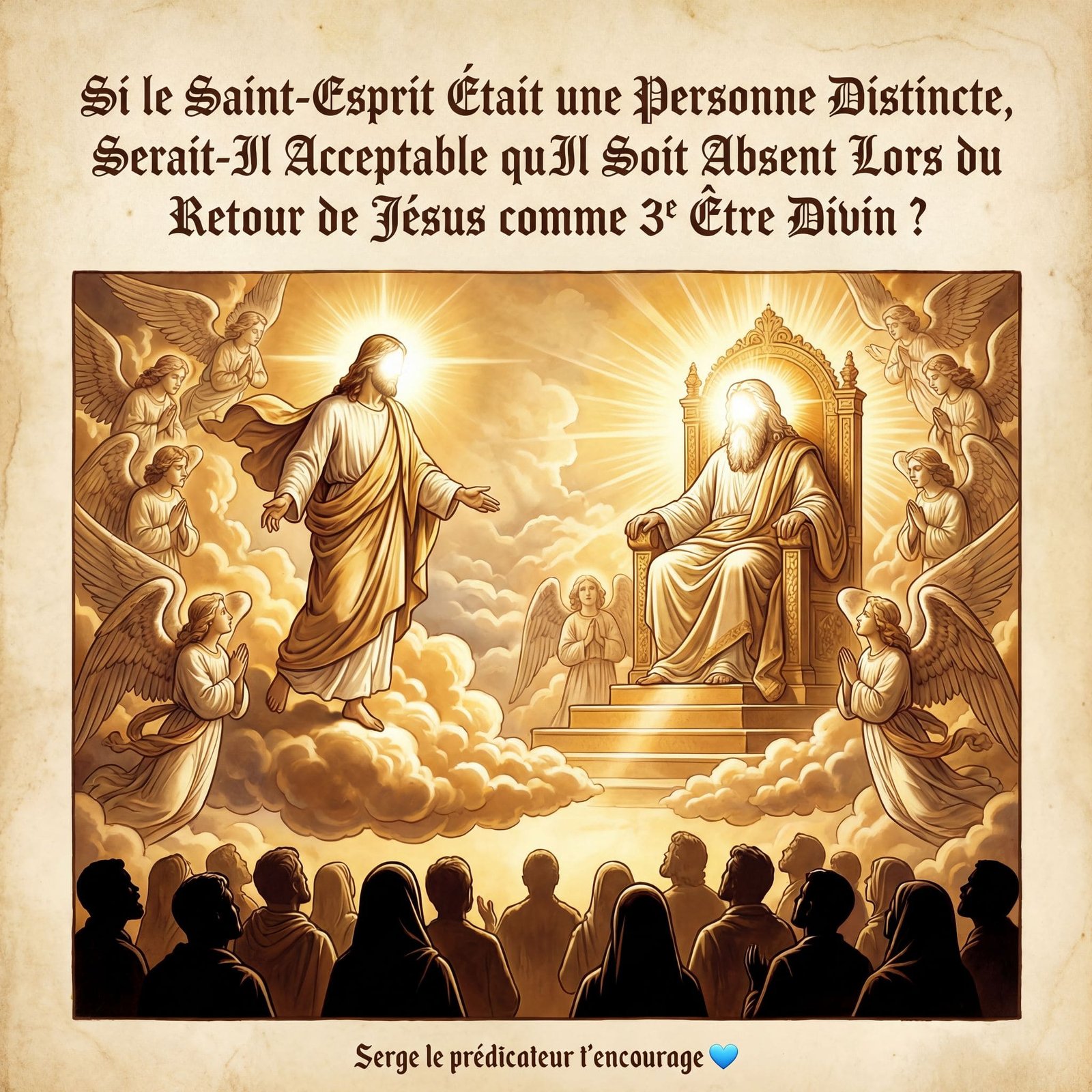 Si le Saint-Esprit était une personne distincte, serait-il acceptable qu'il soit absent lors du Retour de Jésus comme 3e Être Divin