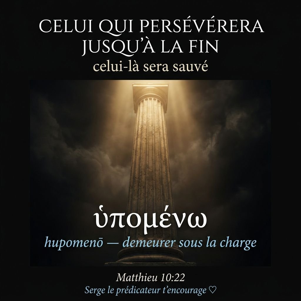 Celui qui persévérera jusqu'à la fin celui-là sera sauvé