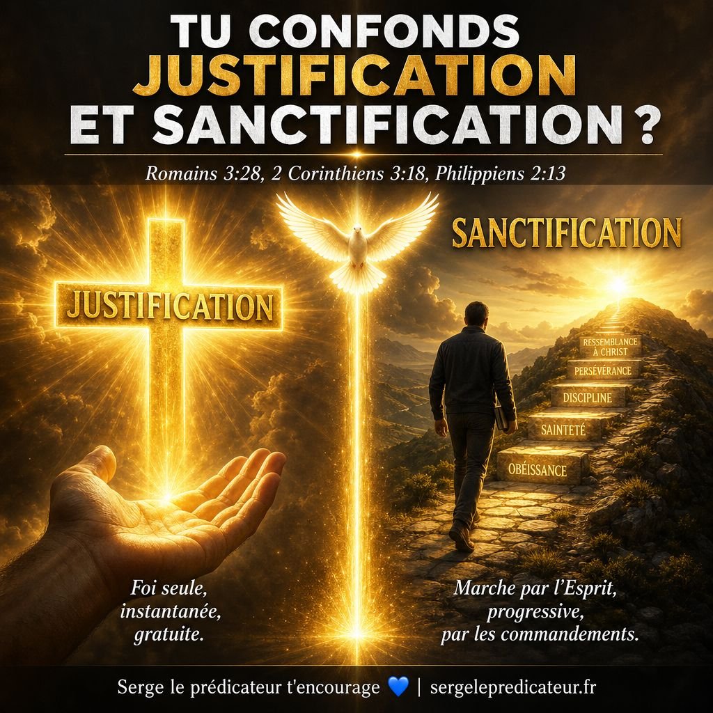 Tu confonds justification et sanctification