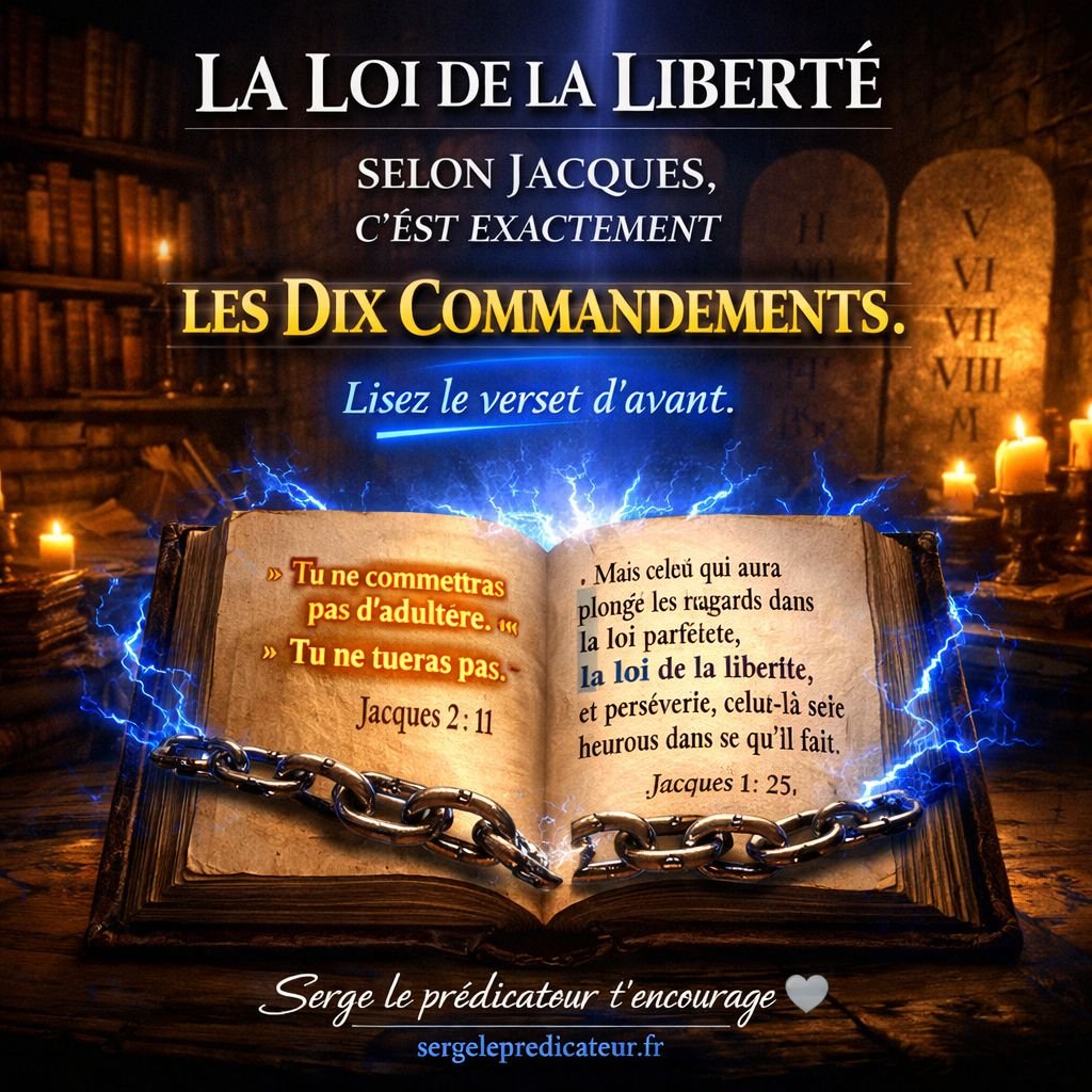 La LOI de la LIBERTÉ selon Jacques, c'est exactement les Dix Commandements, lisez le verset d'avant