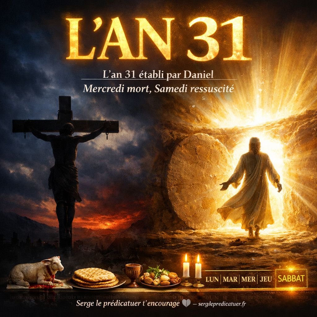 L'an 31 établi par Daniel confirme que Jésus est mort un mercredi et ressuscité un samedi